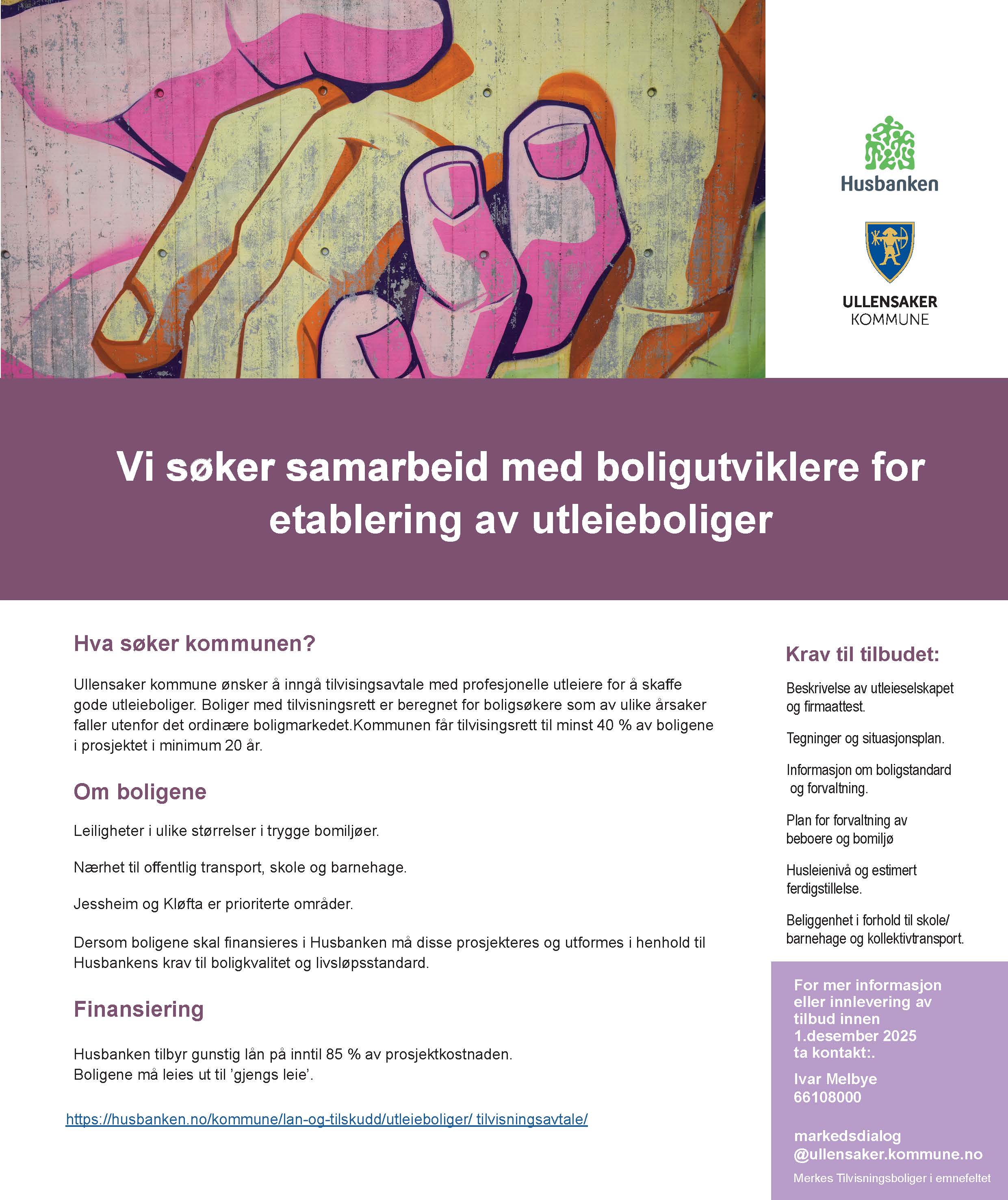 Vi søker samarbeid med boligutviklere for etablering av utleieboliger