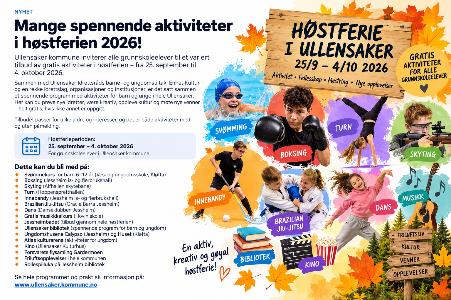 Mange spennende aktiviteter i høstferien!